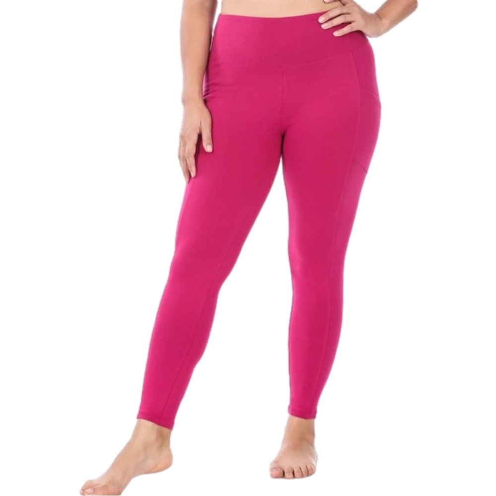 1X-Large WO/Pockets MAGENTA Plus Size Premium Cotton Waistband Leggings